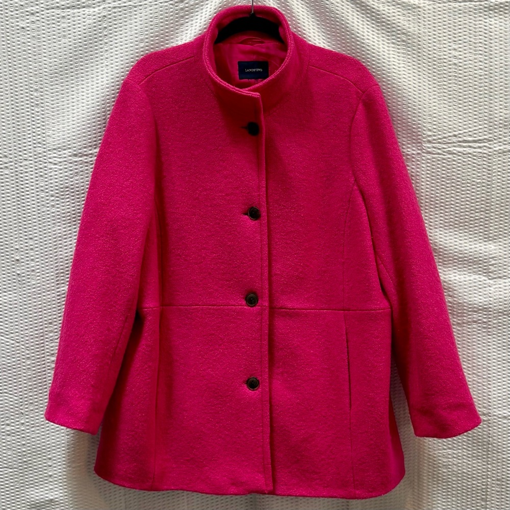 Fuchsia Wool Boucle Walking Coat
